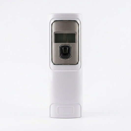 Digital LCD Automatic Aerosol Air Freshener Dispenser – Programmable Wall-Mounted Fragrance Spray Machine (White Finish)