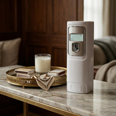 Digital LCD Automatic Aerosol Air Freshener Dispenser – Programmable Wall-Mounted Fragrance Spray Machine (White Finish)