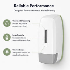 Wall-Mounted Manual Soap Dispenser – Premium Refillable Liquid Soap Dispenser with Viewing Window (White Finish)