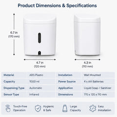 Wall-Mounted Smart Sensor Soap Dispenser – 500ml Automatic Hand Sanitizer Machine
