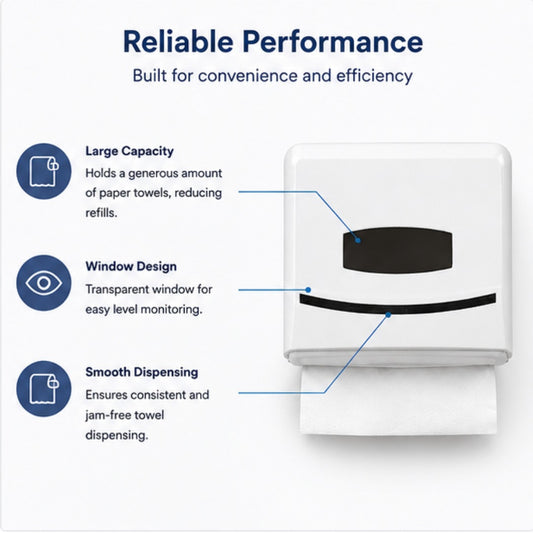 Wall-Mounted Folded Paper Towel Dispenser – Large Capacity ABS Tissue Dispenser with White Finish