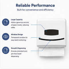 Wall-Mounted Folded Paper Towel Dispenser – Large Capacity ABS Tissue Dispenser with White Finish