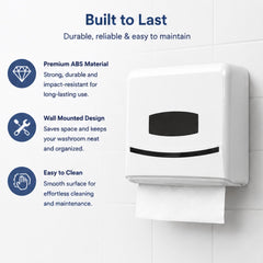 Wall-Mounted Folded Paper Towel Dispenser – Large Capacity ABS Tissue Dispenser with White Finish