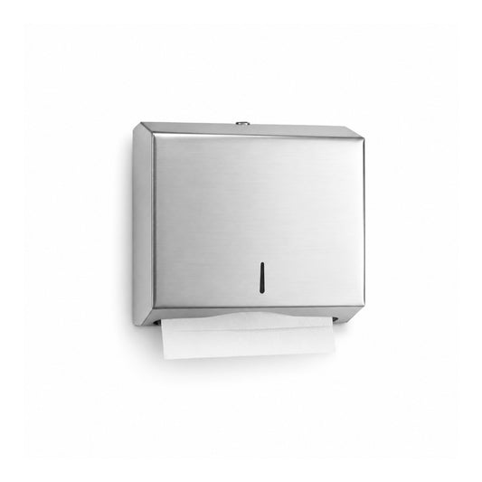 Wall-Mounted Stainless Steel Paper Towel Dispenser – Large Capacity Folded Tissue Dispenser (Brushed Silver Finish)