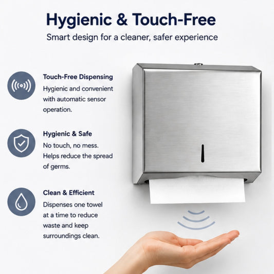 Wall-Mounted Stainless Steel Paper Towel Dispenser – Large Capacity Folded Tissue Dispenser (Brushed Silver Finish)