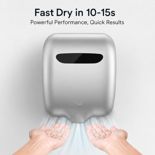 Heavy-Duty Wall-Mounted Automatic Hand Dryer – High-Velocity Airflow (Silver Finish)