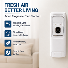 Automatic Aerosol Air Freshener Dispenser – Touch-Free Wall-Mounted Fragrance Spray Dispenser with LED Indicators (White Finish)
