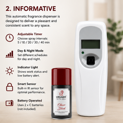 Digital B2 Automatic Aerosol Air Freshener Dispenser – LCD Programmable Wall-Mounted Fragrance Spray Machine (White Finish)