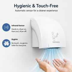High-Speed Automatic Wall-Mounted Hand Dryer – Touchless Electric Hand Dryer with Premium White Finish