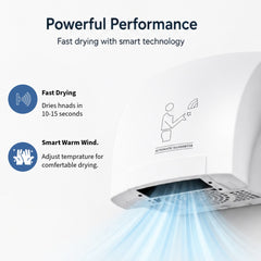 High-Speed Automatic Wall-Mounted Hand Dryer – Touchless Electric Hand Dryer with Premium White Finish