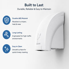 High-Speed Automatic Wall-Mounted Hand Dryer – Touchless Electric Hand Dryer with Premium White Finish