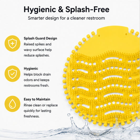 Silicone Urinal Screen Deodorizer Mat – Anti-Splash Urinal Freshener with Long-Lasting Fragrance (Yellow)