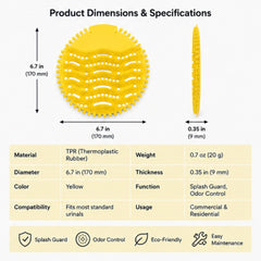 Silicone Urinal Screen Deodorizer Mat – Anti-Splash Urinal Freshener with Long-Lasting Fragrance (Yellow)