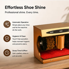 Automatic Electric Shoe Shining Machine – Commercial Shoe Polishing Machine with Dual Brushes & Built-In Polish Dispenser (Gold Finish)